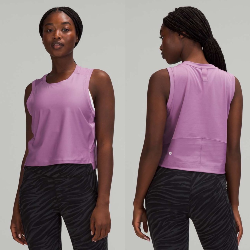 Lululemon Mesh Back‎ Cropped Train Tank Top in Wisteria Purple Athleisure Active